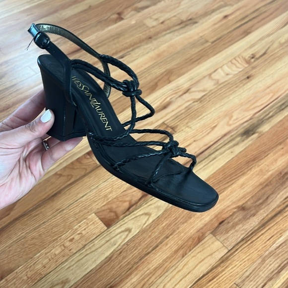 YVES SAINT LAURENT strappy block heel sandal 6.5 - Picture 6 of 6